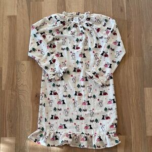 Lands' End Cream Girls' Holiday Polar Bear Nightgown with Pink and Green Accents